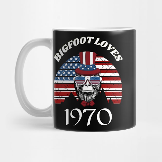 Bigfoot loves America and People born in 1970 by Scovel Design Shop